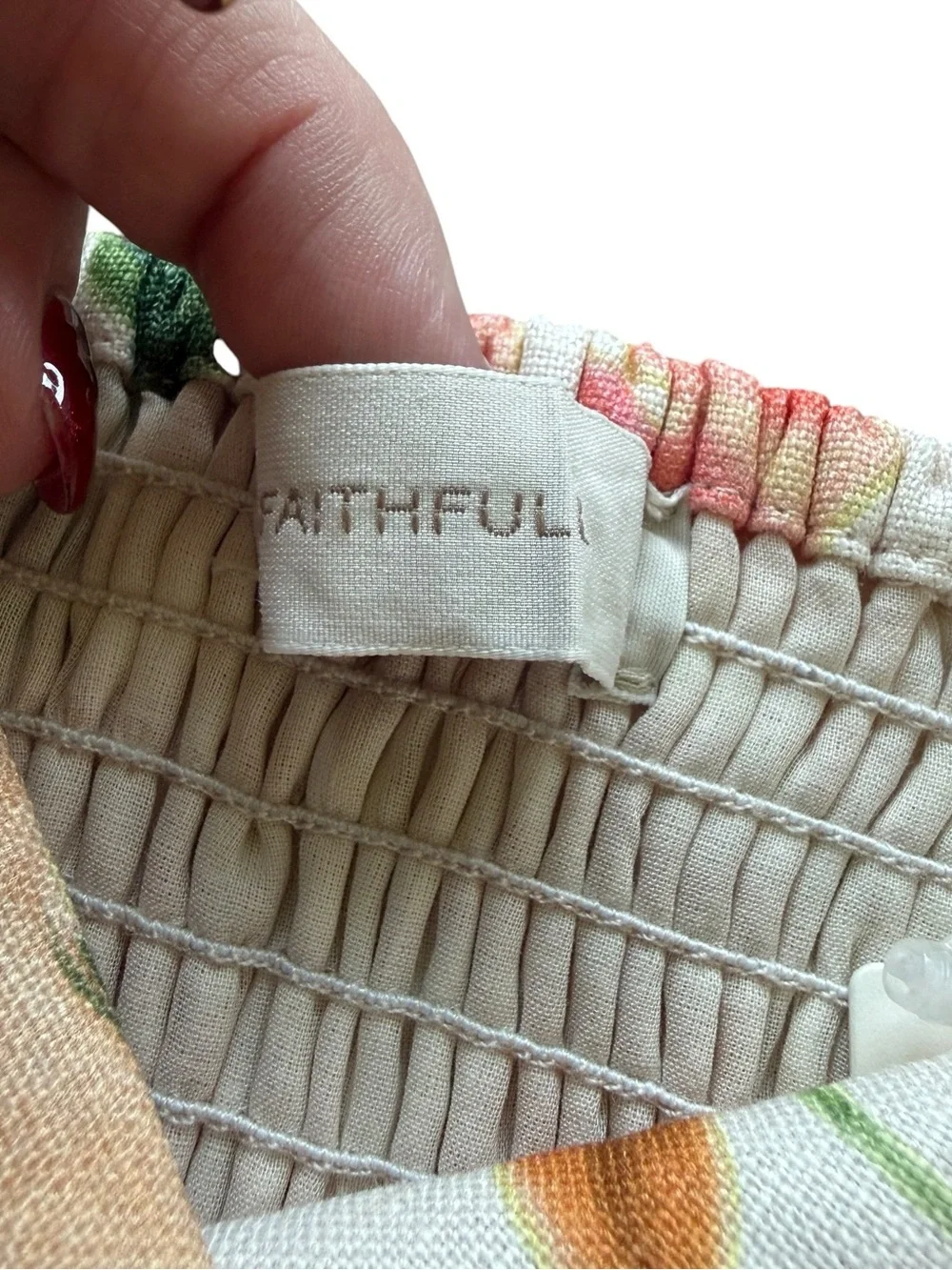 Faithfull The Brand Pink Flora Linen Strapless Peplum Tube Top NWT S Resortwear
